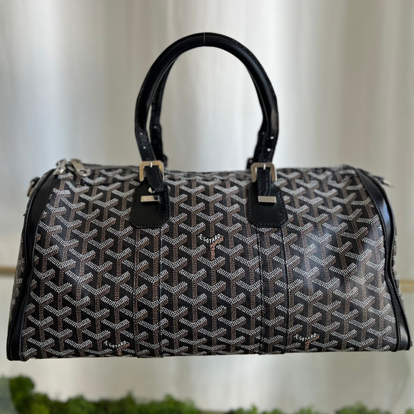 GOYARD Croisseur 40 Herringbone Pattern Boston Bag Black - Picture 1 of 10
